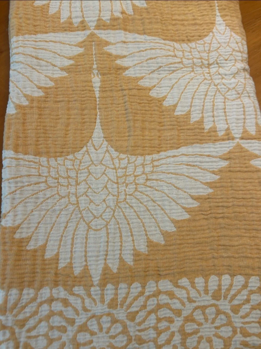 Woven + Quilted Cotton Throw Blanket Indoor Outdoor 55 x 77 Yellow Orange NEW